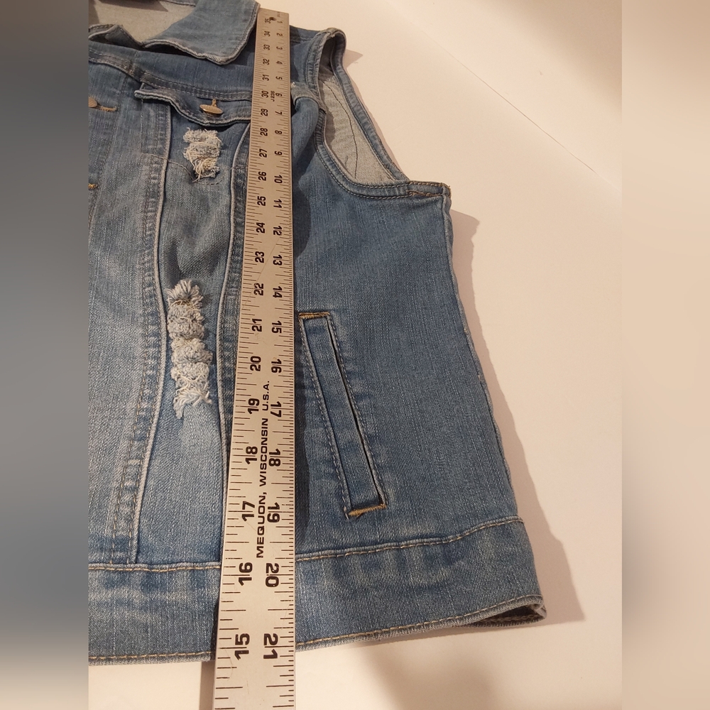 Embroidered Denim Vest with Snake and Wings Design - Picture 7 of 10